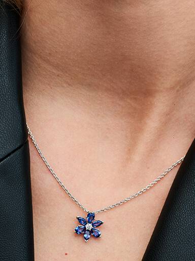 Collar con Colgante Herbario Azul Brillante