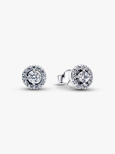 Pendientes de Botón Halo Redondo en Pavé