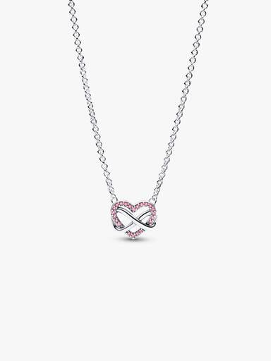 Collar Corazón Infinito Rosa Brillante