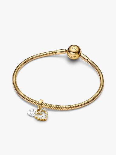 Charm Colgante Doble Corazón Brillante