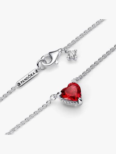 Collar con Colgante Halo y Corazón Brillantes