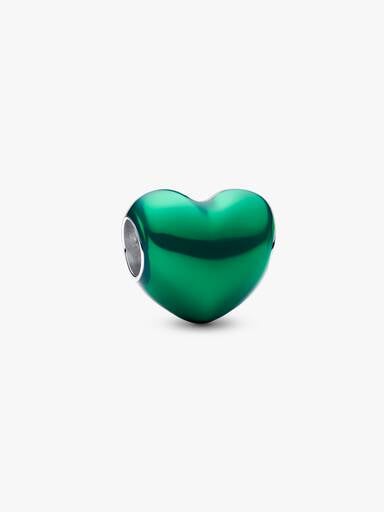 Charm Corazón Metálico Verde