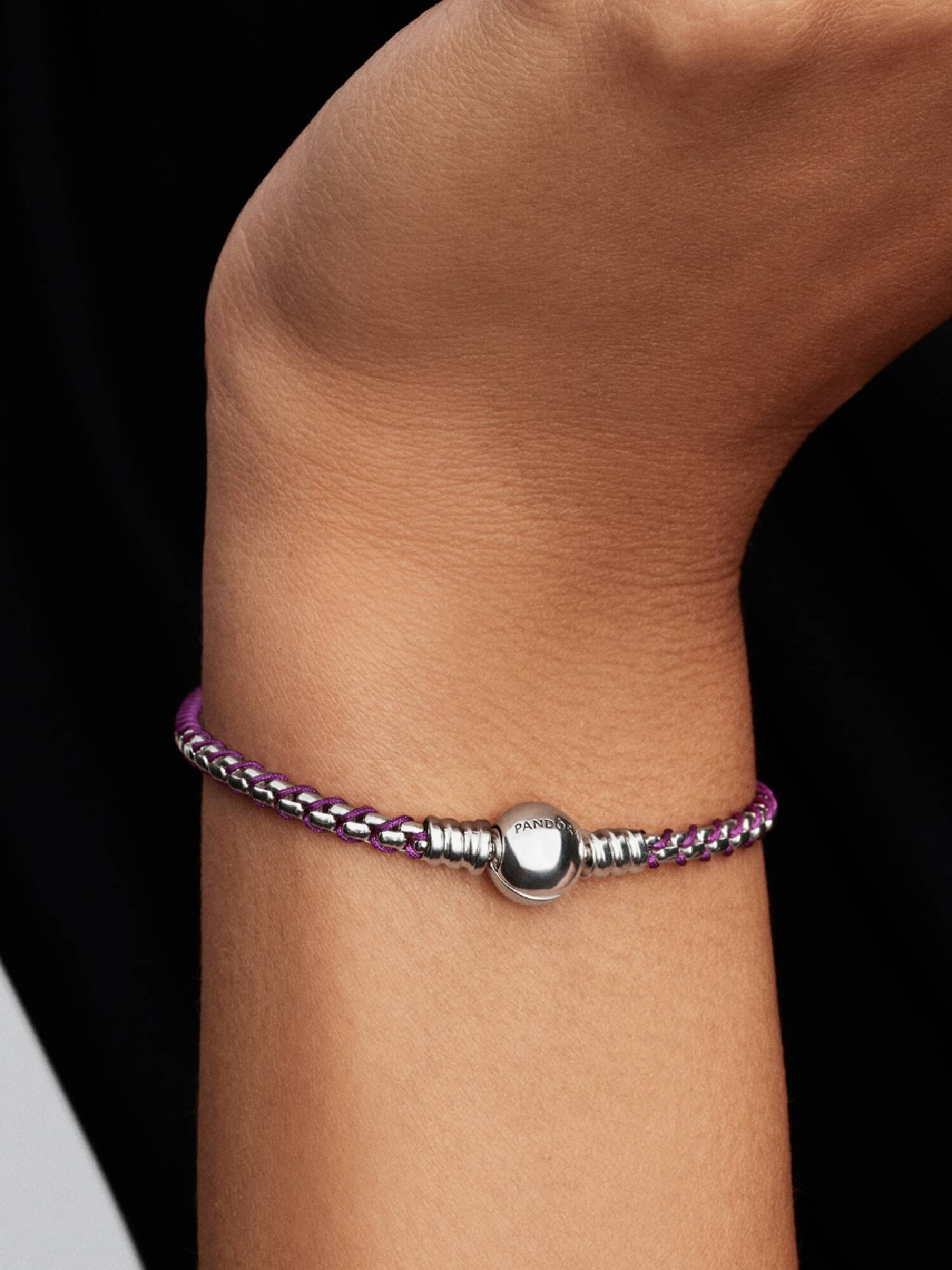 Pulsera Cadena Caja Cordón Morado