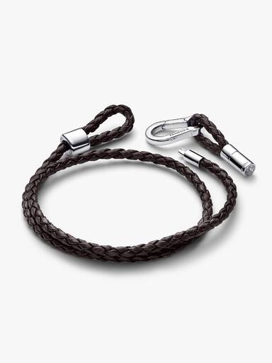 Pulsera Pandora Moments en Cuero Trenzado Doble Marrón
