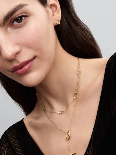 Collar Forma Orgánica y Perla Ovalada Cultivada de Agua Dulce