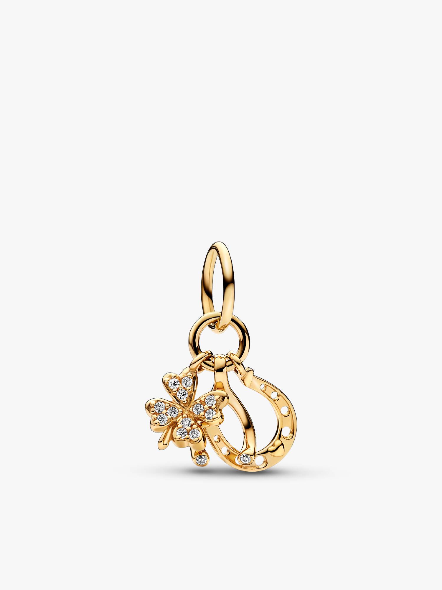 Charm colgante Trébol de la suerte, Hueso de los deseos y Herradura