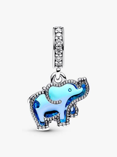 Charm Colgante de Cristal de Murano Azul Elefante