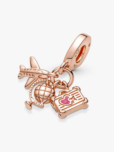 Charm Colgante Triple Avión, Globo y Maleta