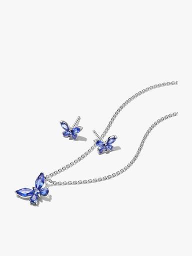 Conjunto de Regalo Collar y Pendientes Mariposa Azul