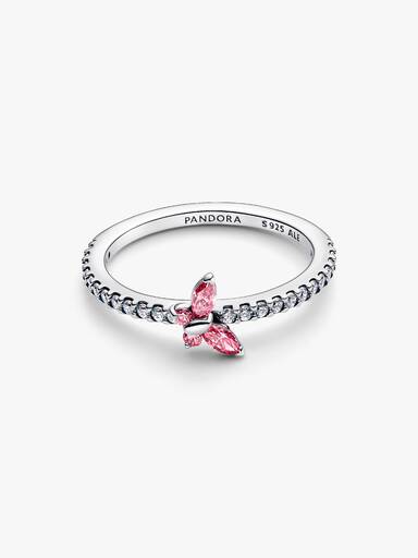 Anillo Mariposa Rosa Brillante