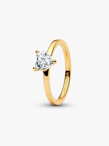Anillo Solitario Corazón Brillante