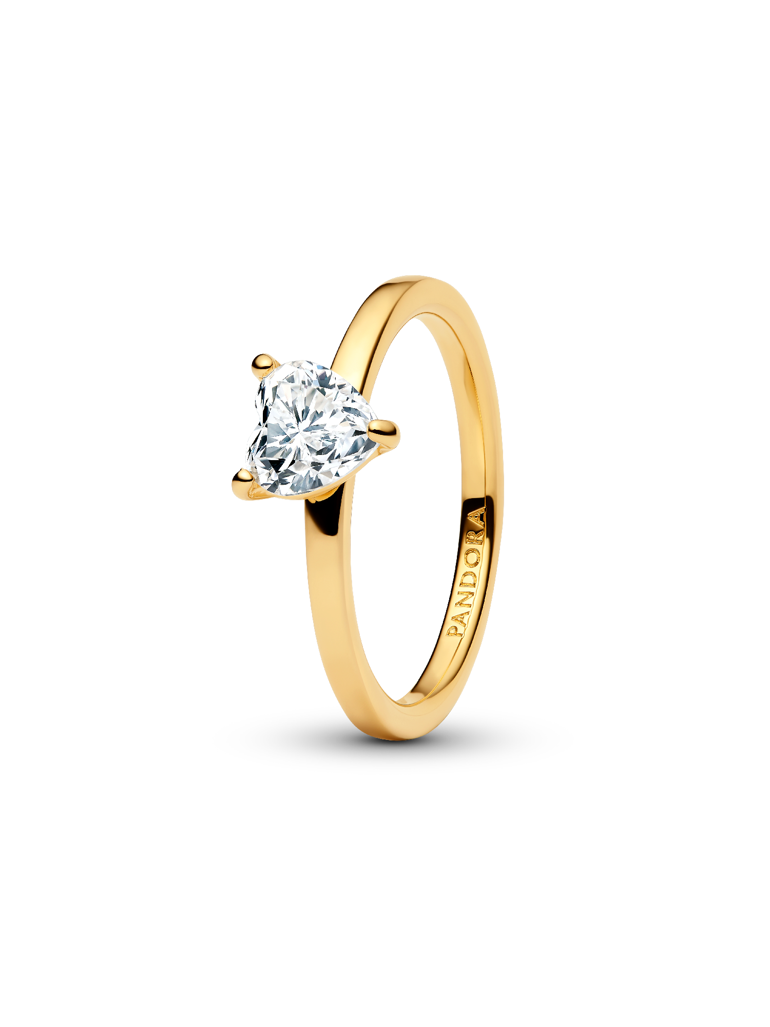 Anillo Solitario Corazón Brillante