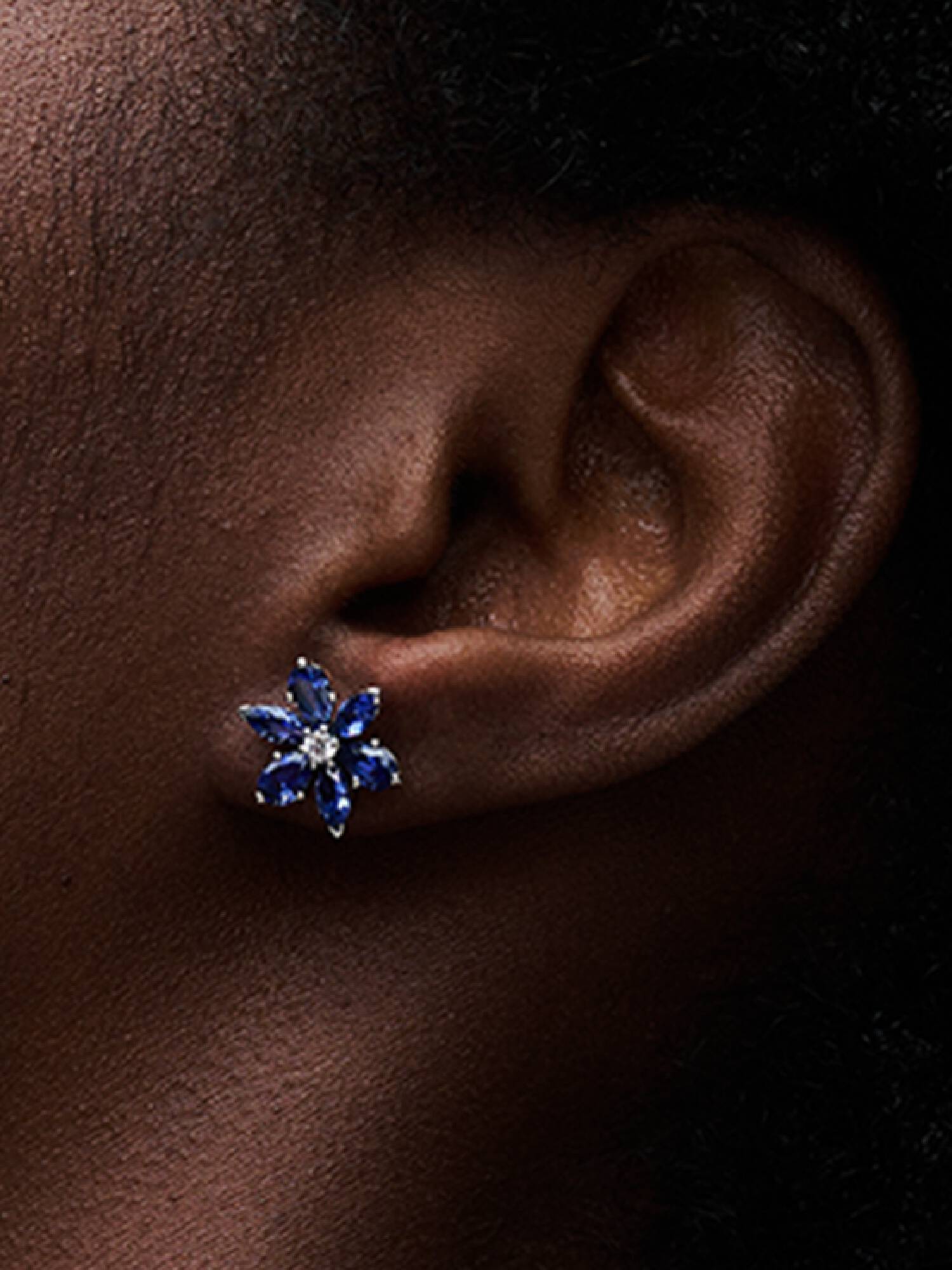 Pendientes de Botón Herbario Azul Brillante