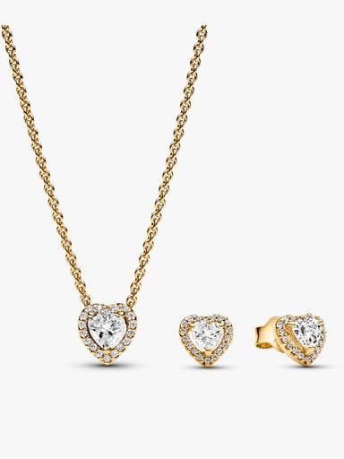 Conjunto de Regalo Collar y Pendientes Corazón Brillante