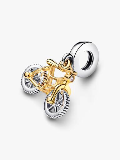 Charm Colgante Ruedas de Bicicleta Girando en Dos Tonos