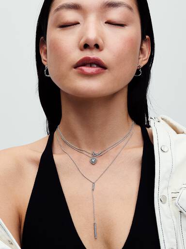 Collar con Colgante Halo y Corazón Brillantes