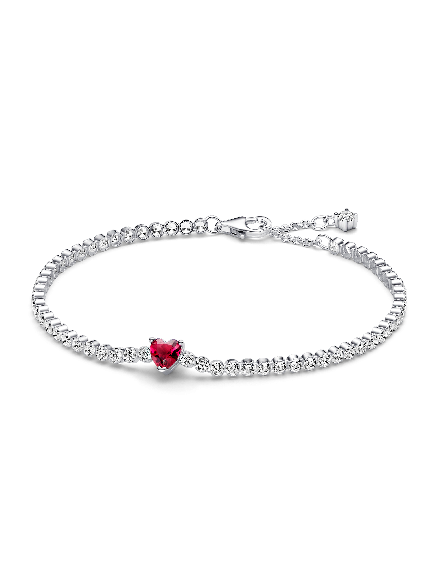 Pulsera de Tenis Corazón Brillante Rojo