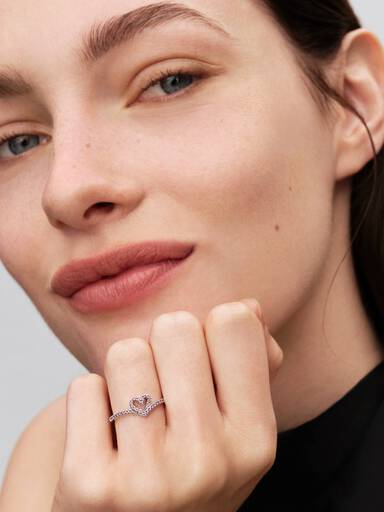 Anillo Corazón Rosa Deseo Clásico Brillante