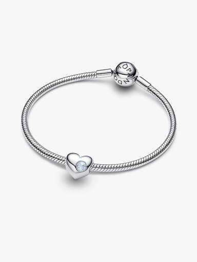 Charm Grabable Corazón Gema Azul Aguamarina