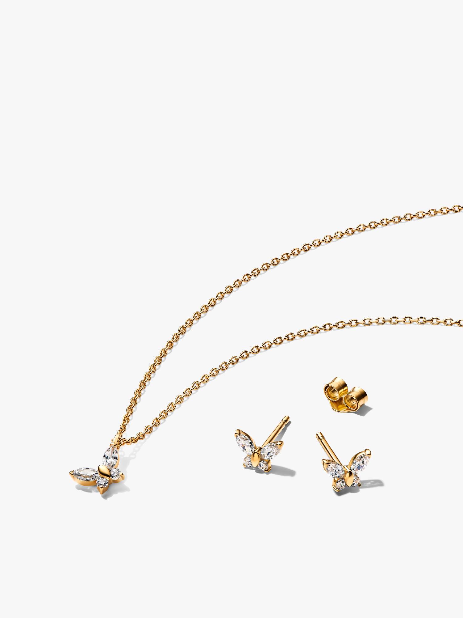 Conjunto de Regalo Collar y Pendientes Mariposa Dorado