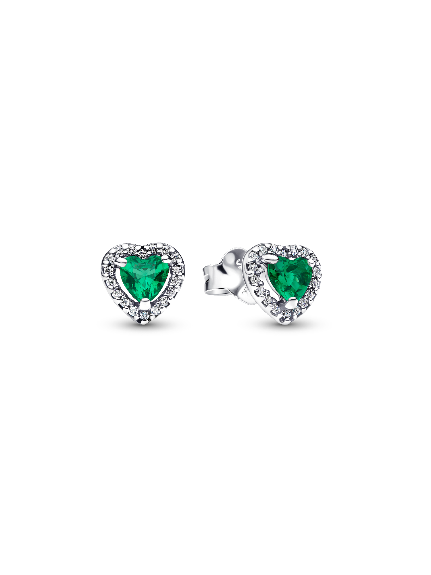 Pendientes de Botón Corazón Elevado Verde