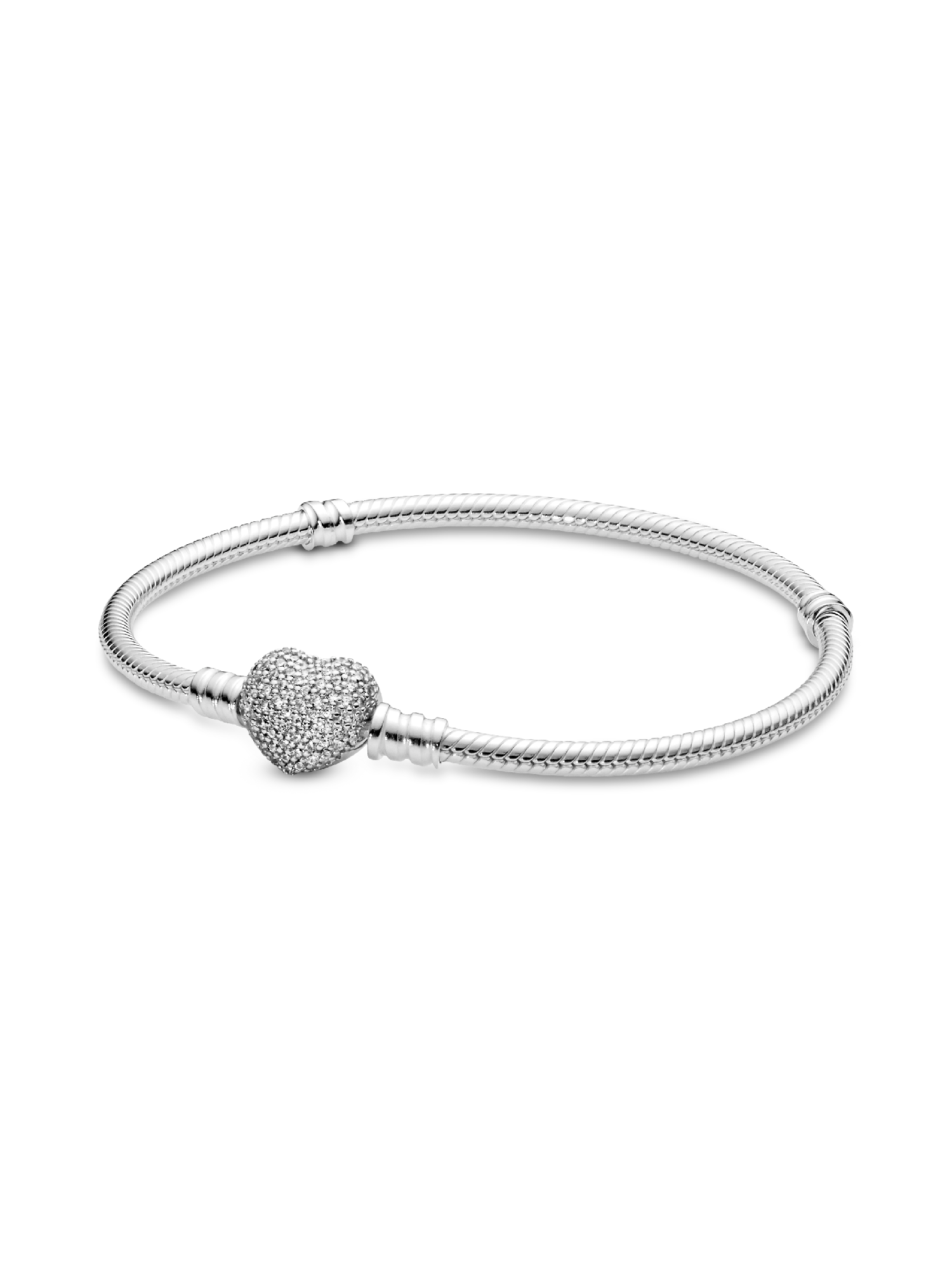 Pulsera Diseño Cadena de Serpiente y Corazón Brillante