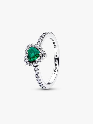 Anillo Corazón Elevado Verde