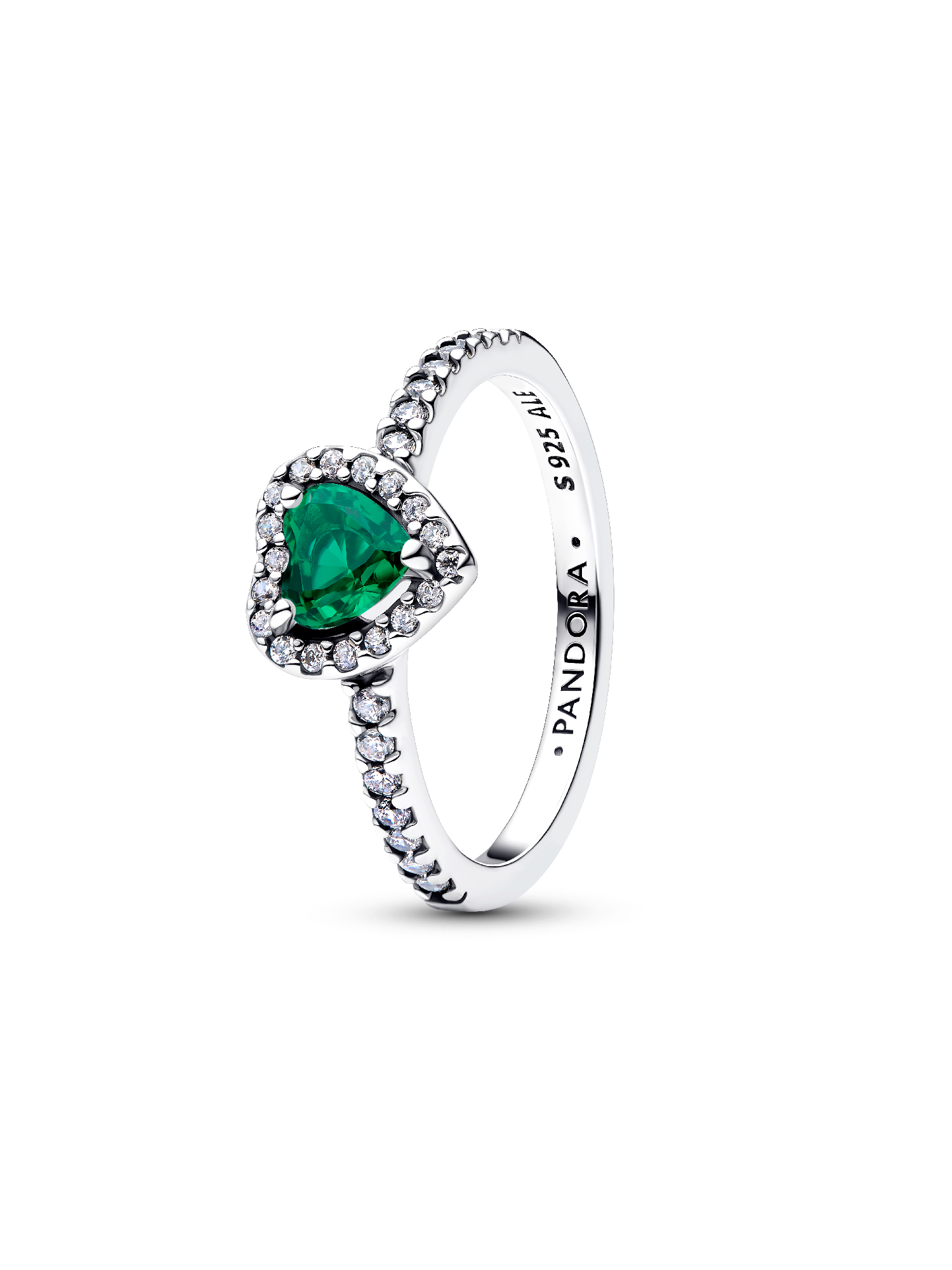 Anillo Corazón Elevado Verde