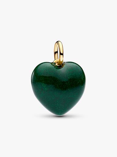 Charm Colgante Corazón Volumen Verde