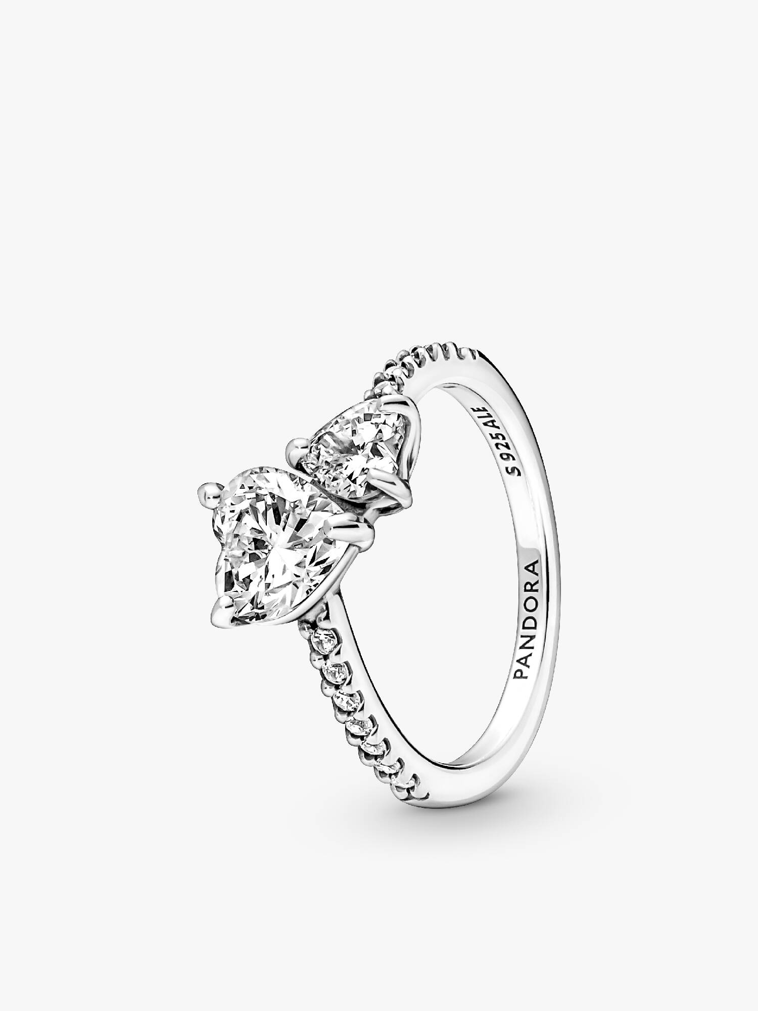 Anillo con un recubrimiento de oro de 14k Corazón Doble Brillante