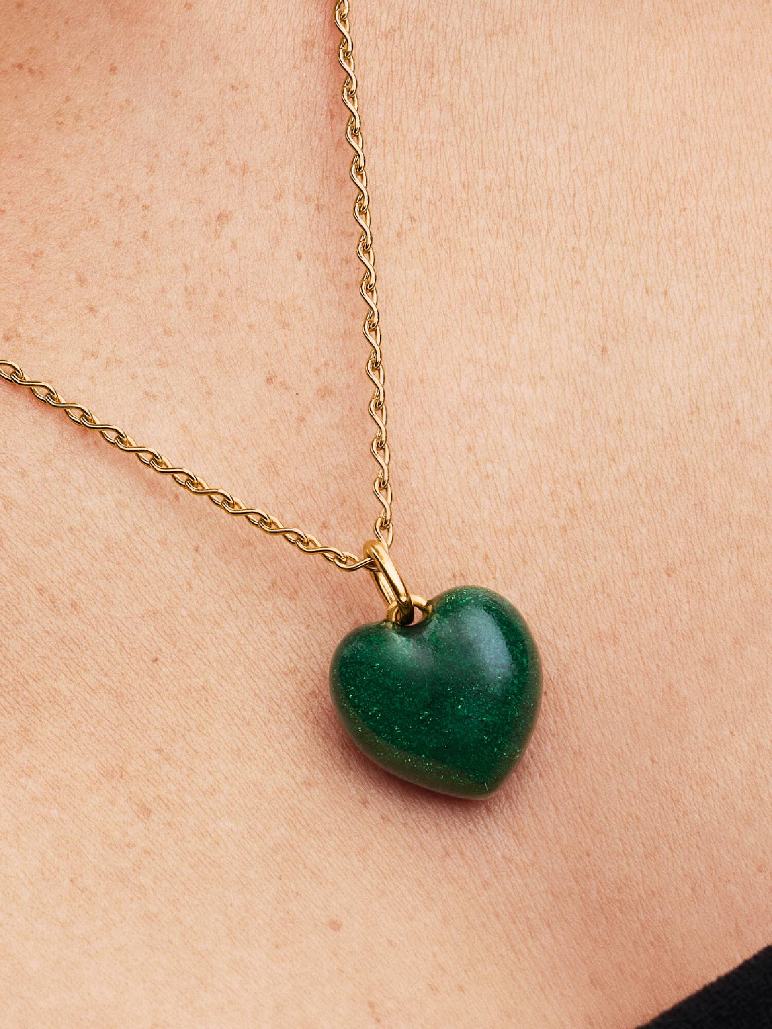 Charm Colgante Corazón Volumen Verde