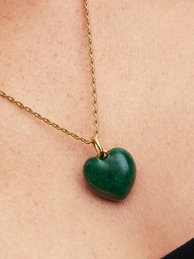 Charm Colgante Corazón Volumen Verde