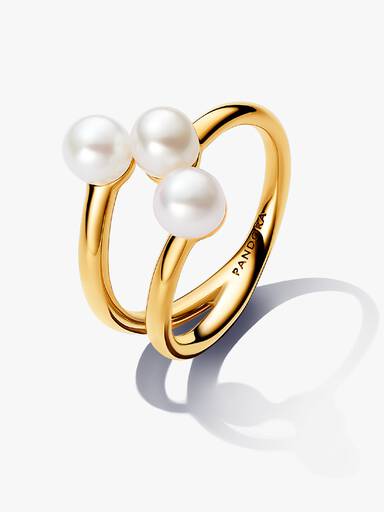 Anillo Abierto Perla Cultivada de Agua Dulce Tratada