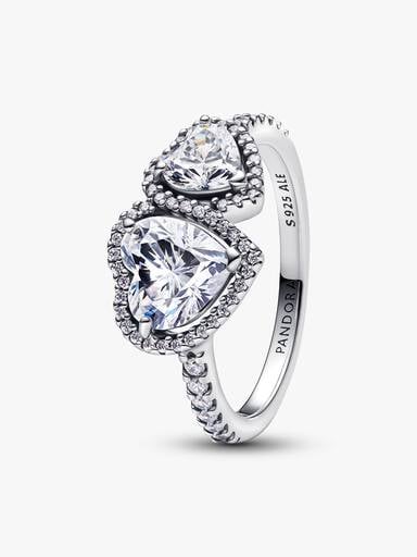 Anillo Corazones Halo Brillante