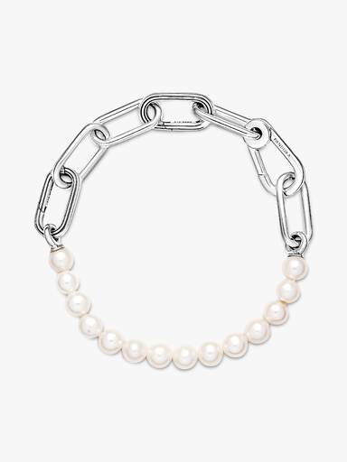 Pulsera de Eslabones Link y Perlas Cultivadas de Agua Dulce Pandora ME