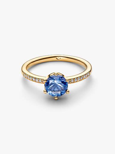 Anillo Corona Brillante Azul