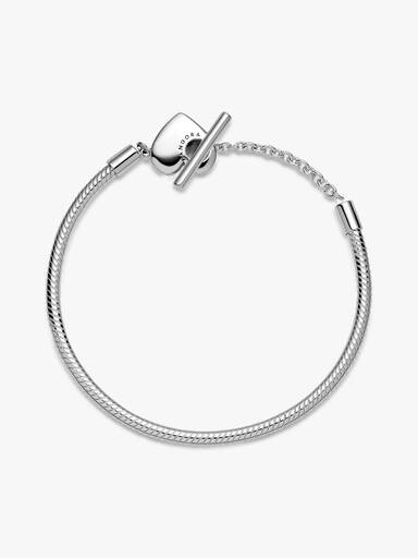 Pulsera de Cadena de Serpiente Barra en T y corazón
