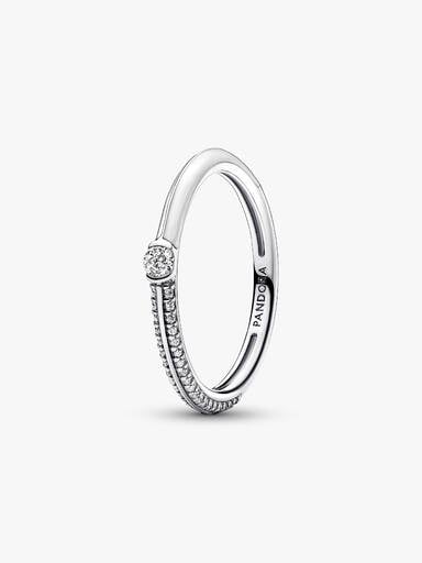 Anillo Dual Blanco y Pavé