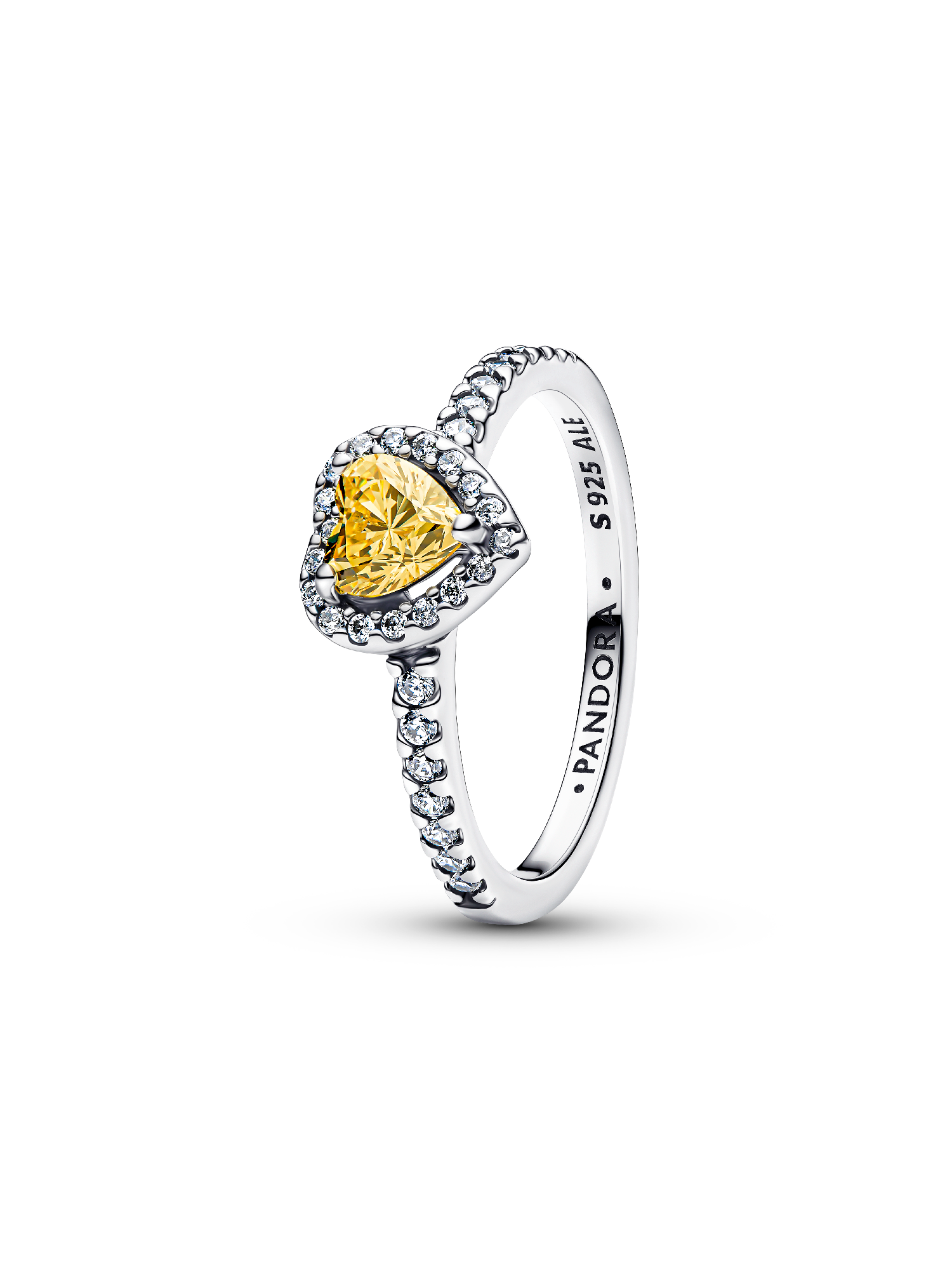 Anillo Corazón Amarilllo en Relieve Brillante