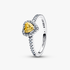Anillo Corazón Amarilllo en Relieve Brillante Anillo Corazón Amarilllo en Relieve Brillante