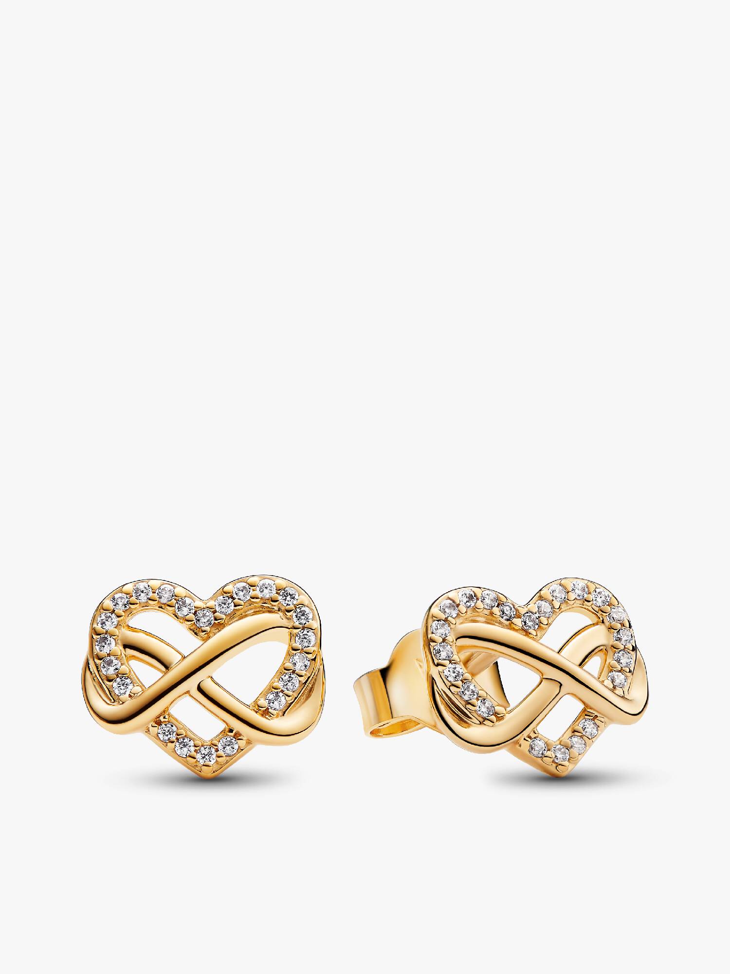 Pendientes de Botón Corazón Infinito Brillante