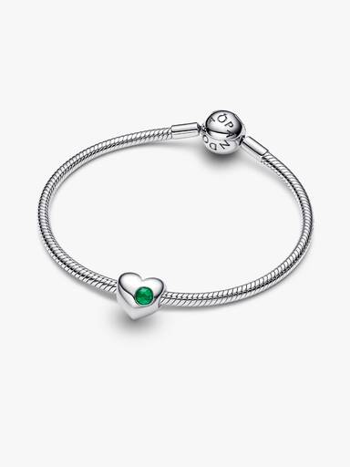 Charm Grabable Corazón Gema Verde