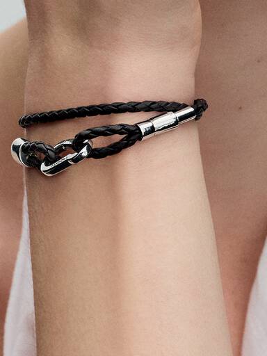 Pulsera Pandora Moments en Cuero Trenzado Doble Marrón