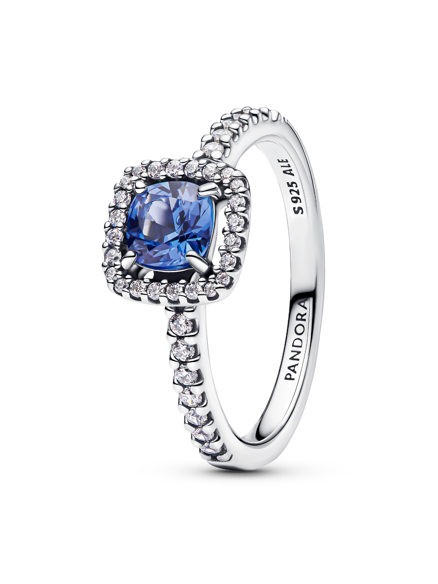 Anillo Halo Azul Cuadrado Brillante