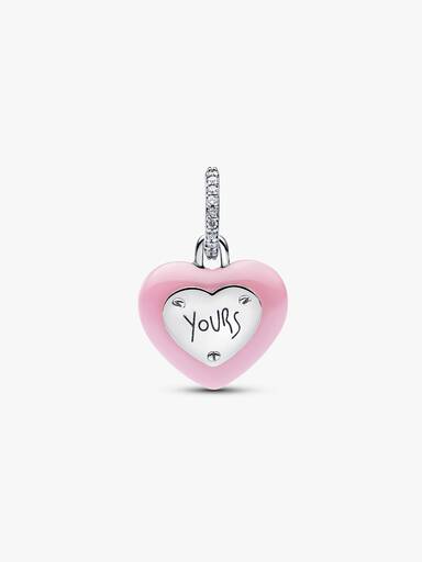 Charm Colgante Candado Corazón Cerámica Rosa