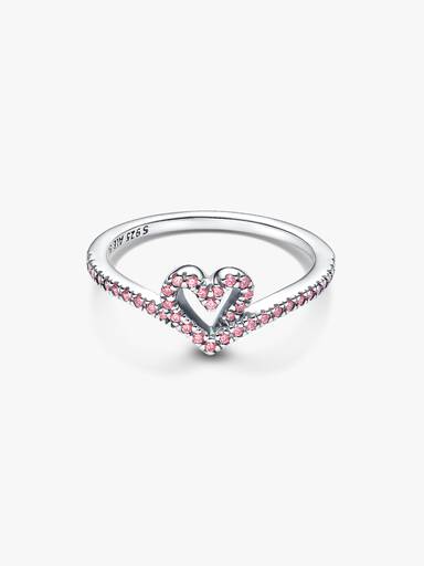 Anillo Corazón Rosa Deseo Clásico Brillante