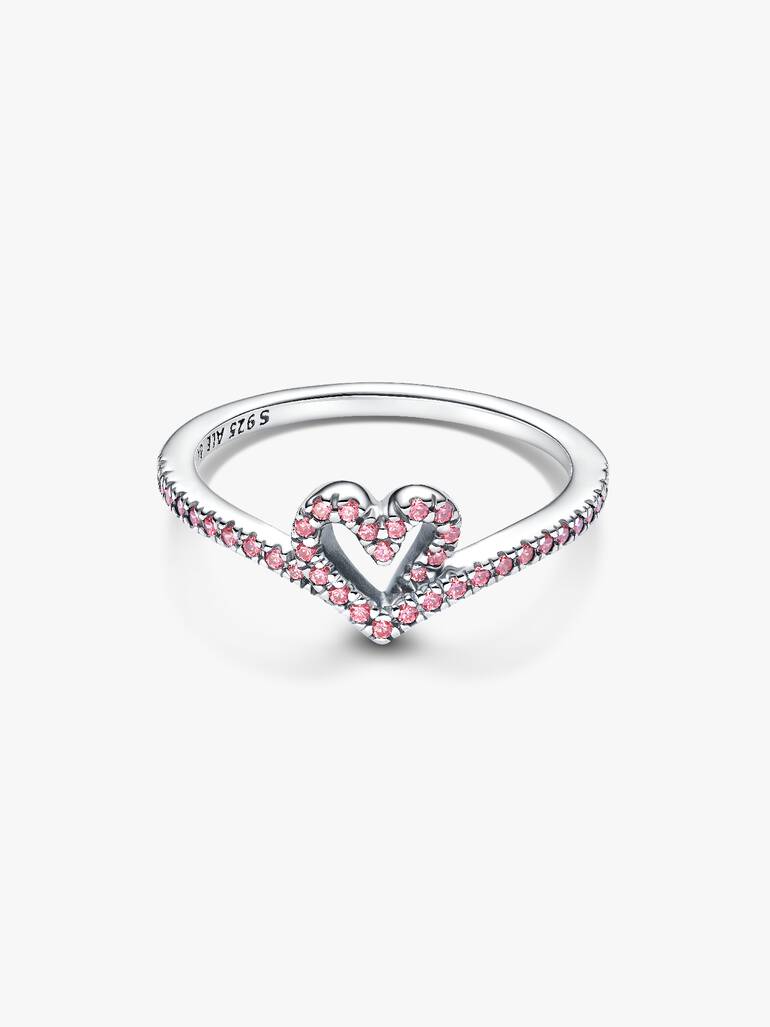 Anillo Corazón Rosa Deseo Clásico Brillante