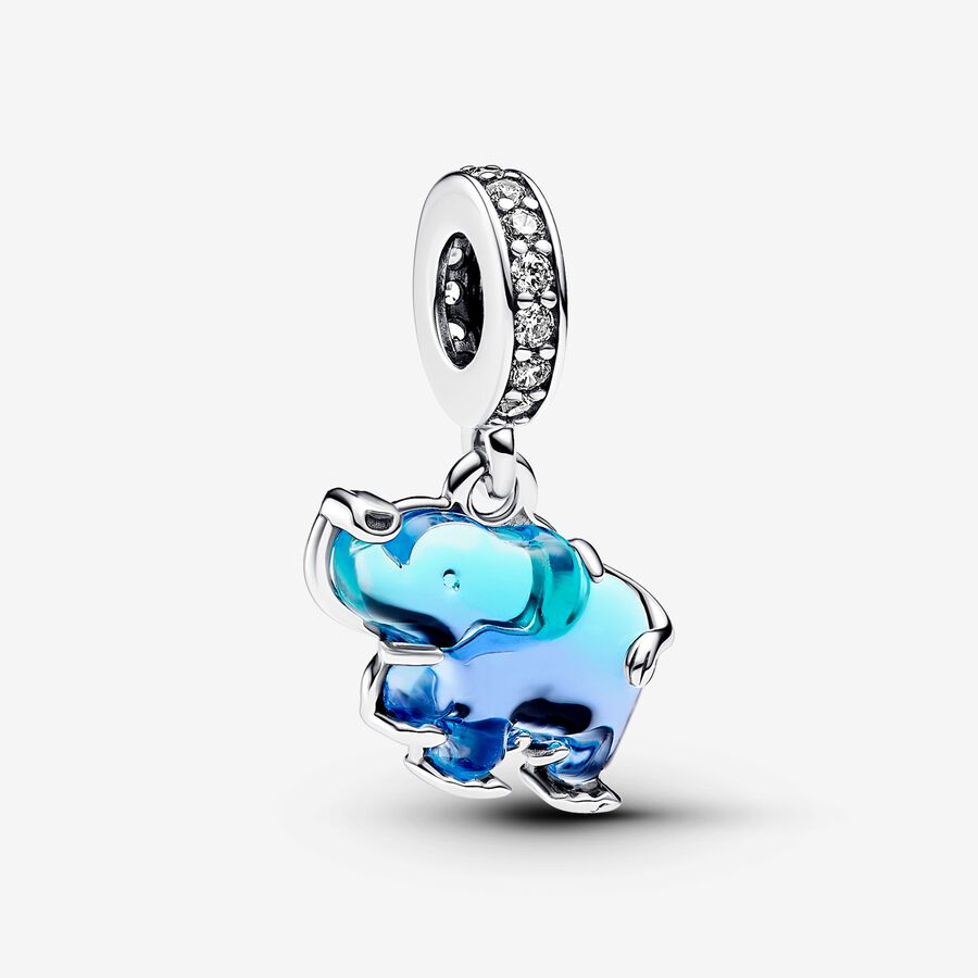 Charm Colgante de Cristal de Murano Azul Elefante image number 0