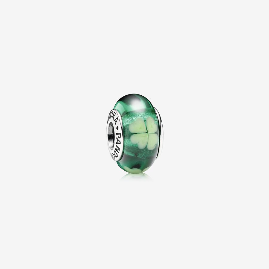 Charm Cristal de Murano Trébol Verde image number 0
