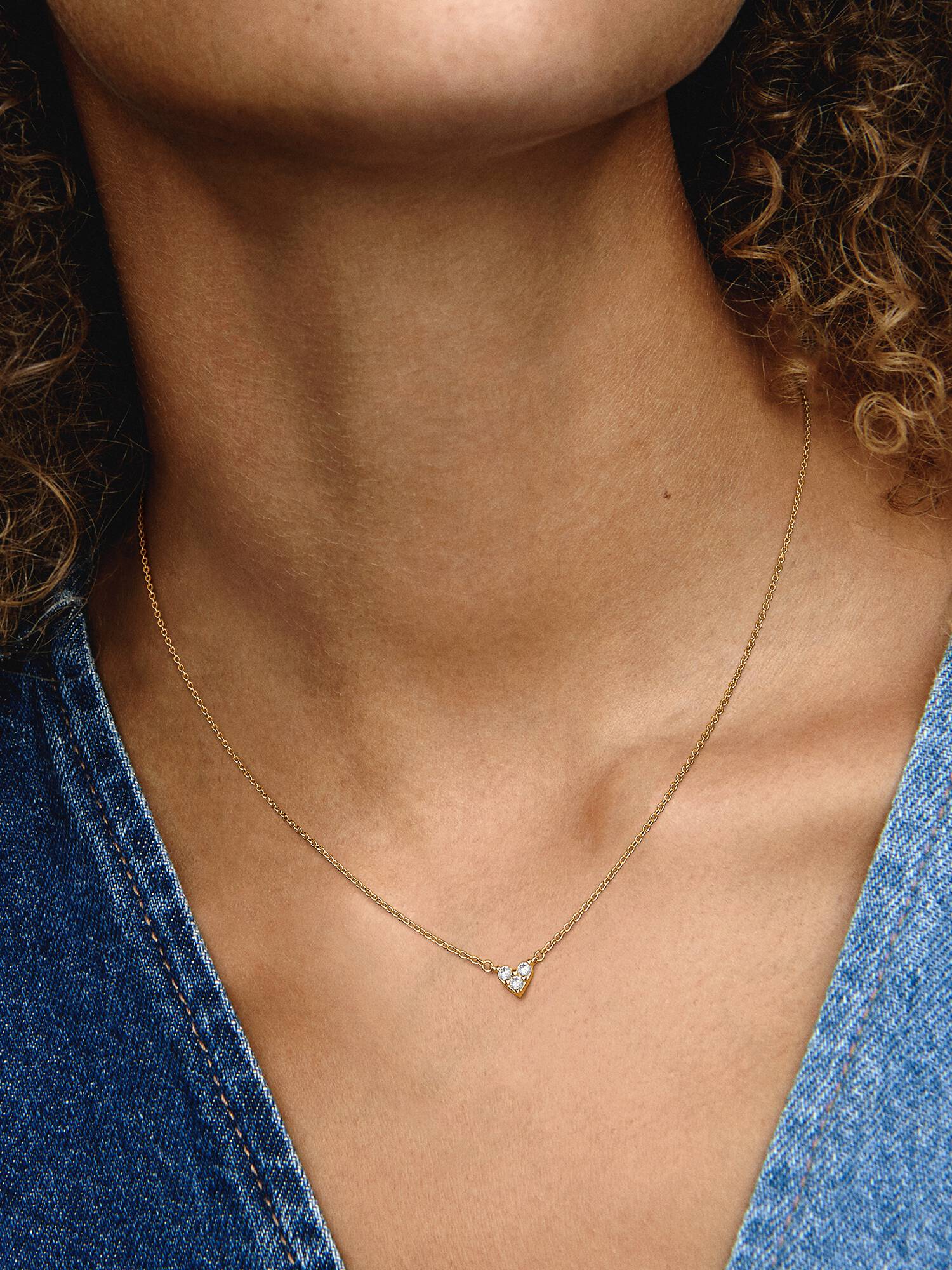 Collar de Cadena Corazón Triple Gema